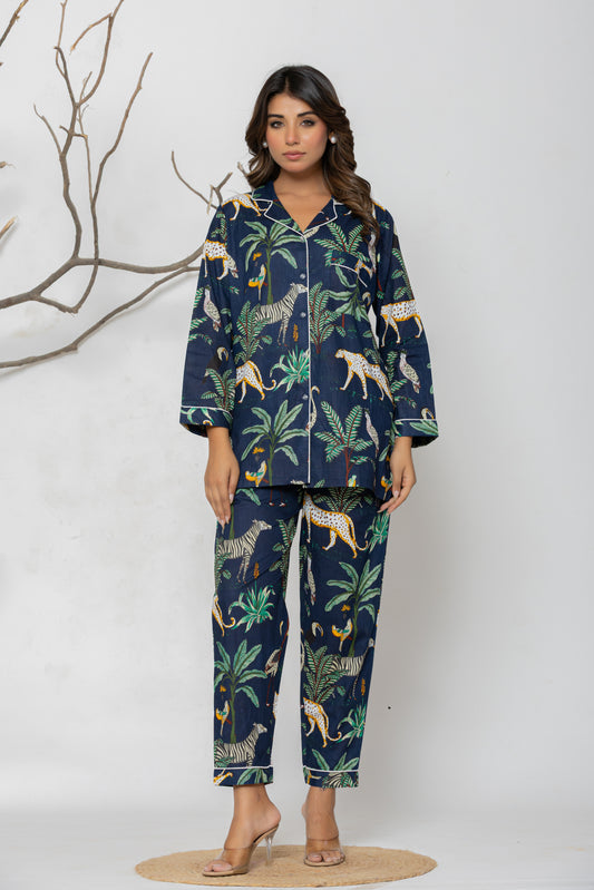Blue Jungle Pajama Set