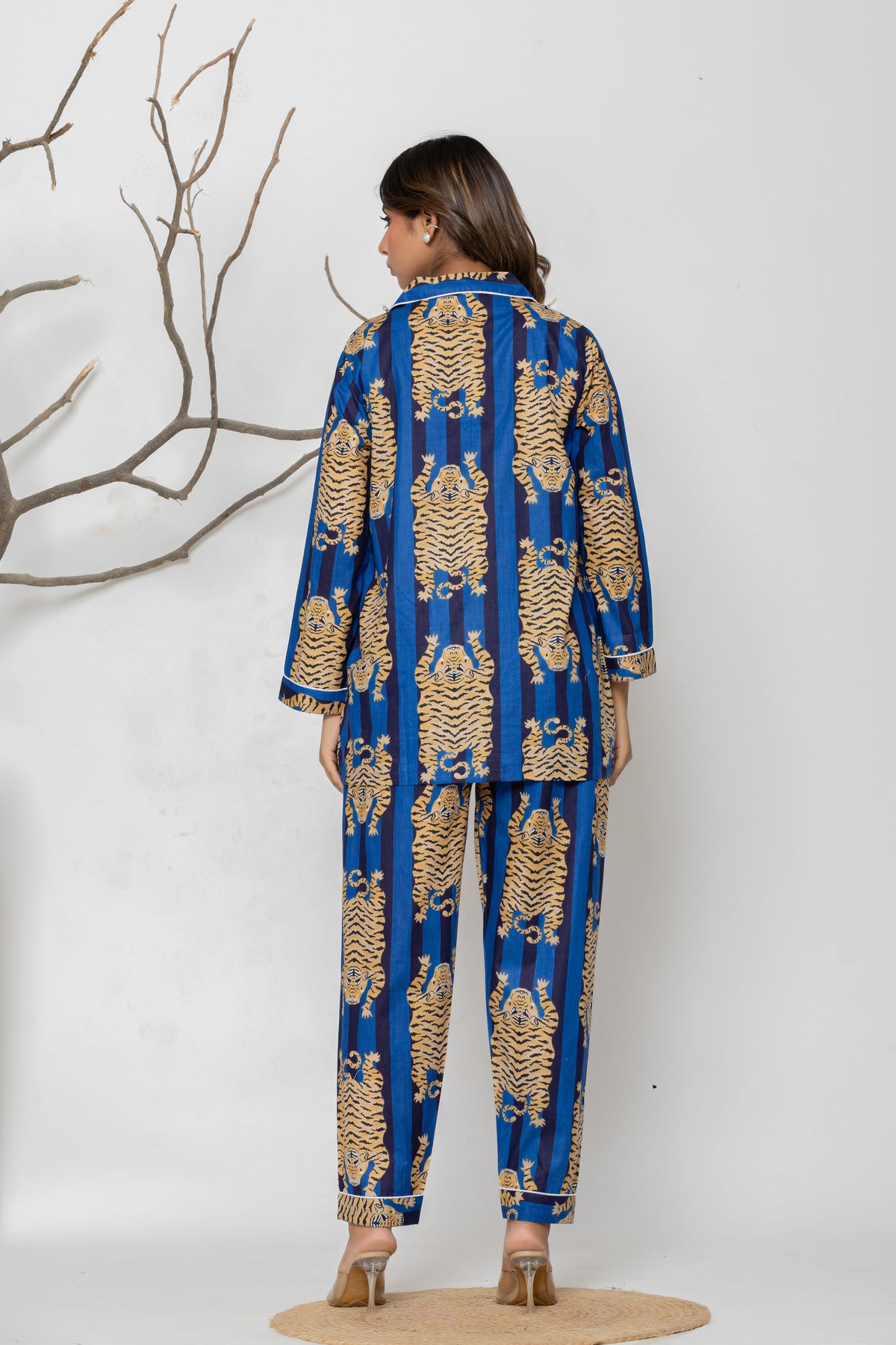 Blue Tiger Stripe Pajama Set