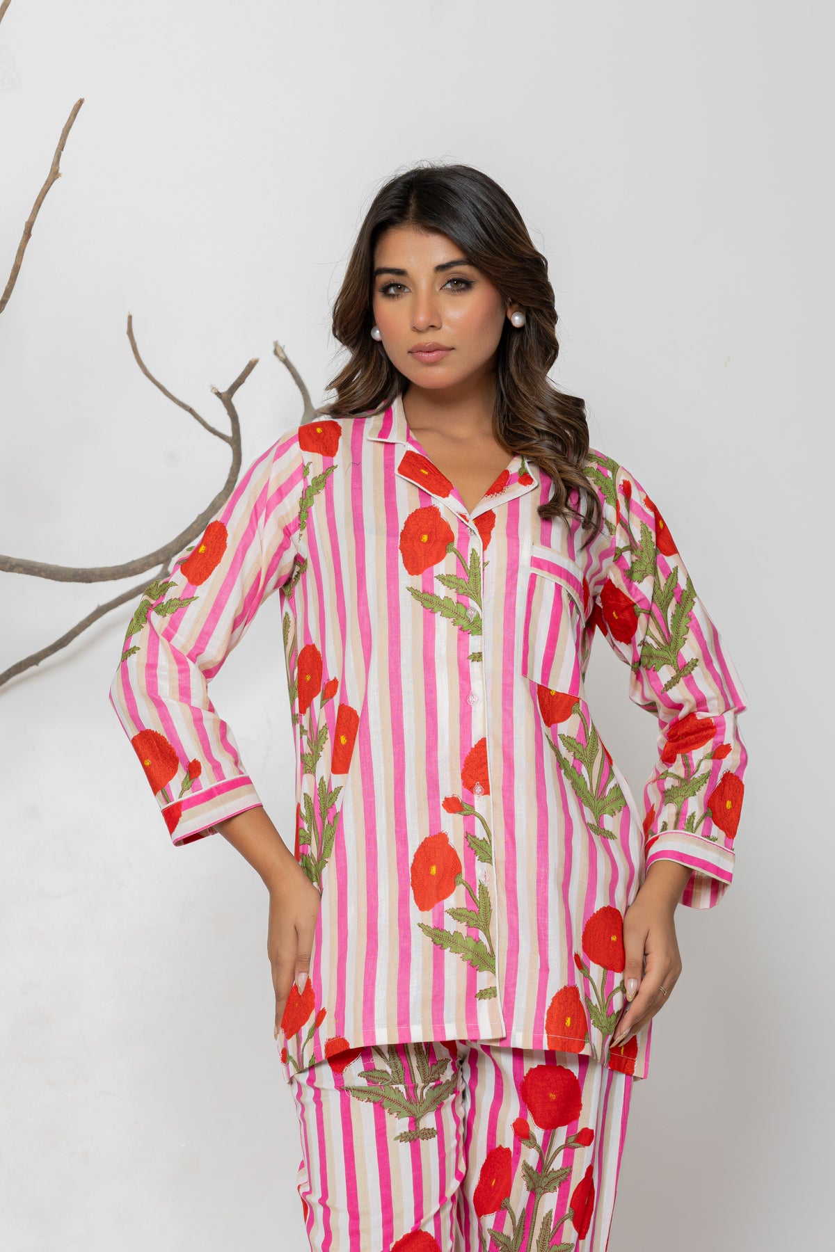 Red Floral Pyjama Set