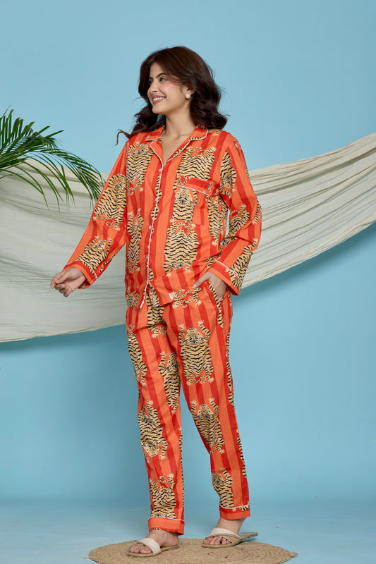 Orange Tiger Pyjama Set