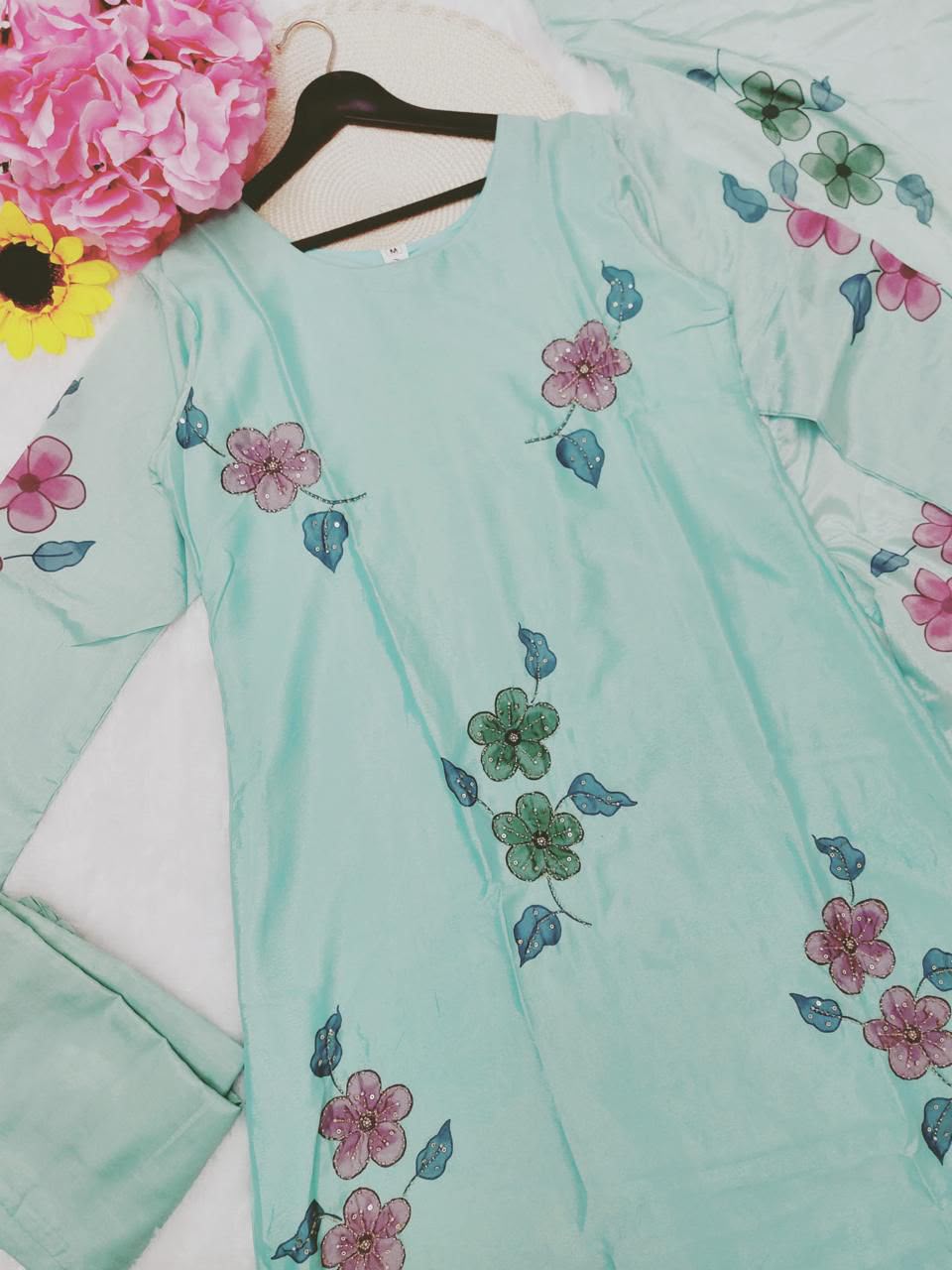 Sage Green Embroidered Anarkali Kurta Set
